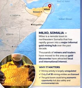 The illicit mining Map in Milxo - Somalia